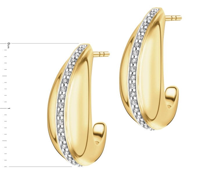 Kolczyki z żółtego złota z diamentami - 0,20 ct - próba 585