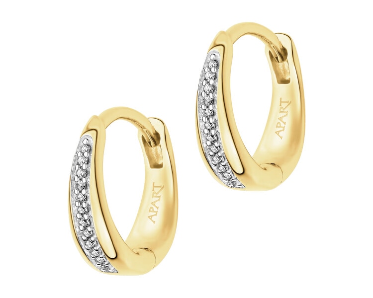 Zlaté náušnice s diamanty - kroužky - 0,03 ct - ryzost 585