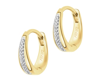 Kolczyki z żółtego złota z diamentami - koła - 0,03 ct - próba 585