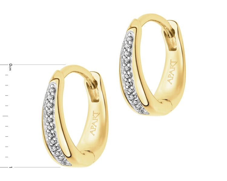 Kolczyki z żółtego złota z diamentami - koła - 0,03 ct - próba 585