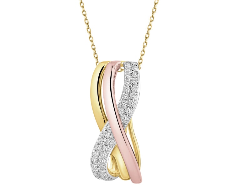 Přívěsek ze žlutého, bílého a růžového zlata s diamanty - 0,15 ct - ryzost 585