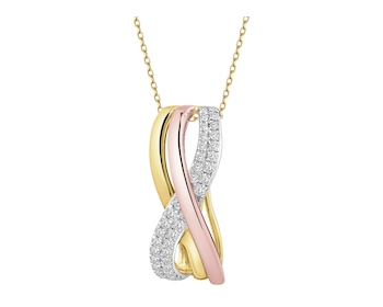 Přívěsek ze žlutého, bílého a růžového zlata s diamanty - 0,15 ct - ryzost 585