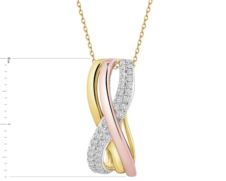 Přívěsek ze žlutého, bílého a růžového zlata s diamanty - 0,15 ct - ryzost 585
