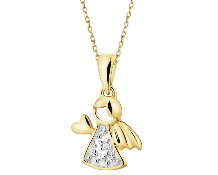 Zlatý přívěsek s diamanty - andílek - 0,007 ct - ryzost 585