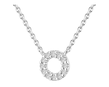Naszyjnik z białego złota z diamentami - 0,02 ct - próba 585