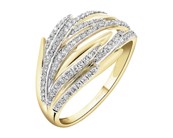 Pierścionek z żółtego złota z diamentami - 0,25 ct - próba 585