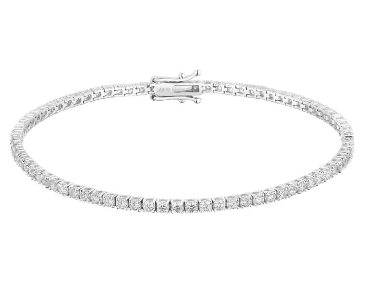 Bransoletka z białego złota z brylantami laboratoryjnymi - 18 cm - 3,00 ct - próba 750