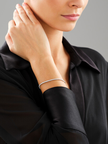 Bransoletka z białego złota z brylantami laboratoryjnymi - 18 cm - 3,00 ct - próba 750