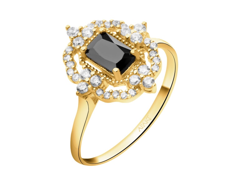 Złoty pierścionek z cyrkoniami