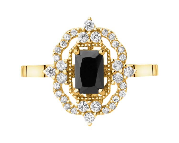 Złoty pierścionek z cyrkoniami