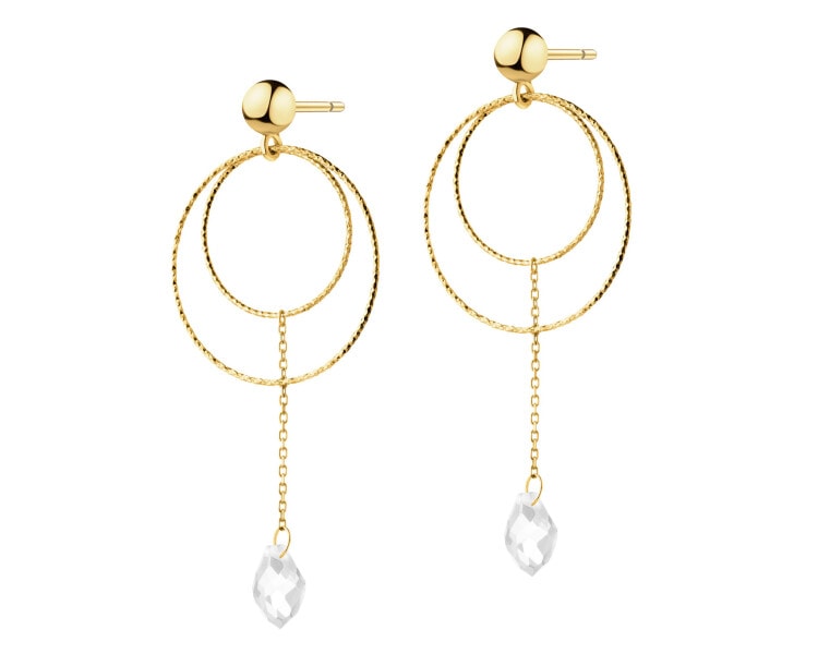 Złote kolczyki z kwarcami