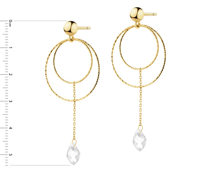 Złote kolczyki z kwarcami