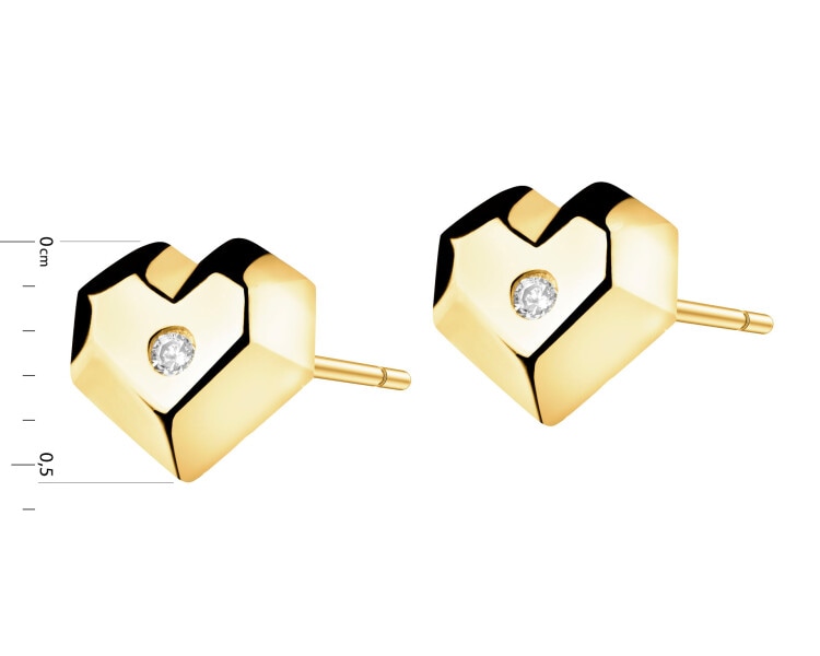 Zlaté náušnice se zirkony - srdce