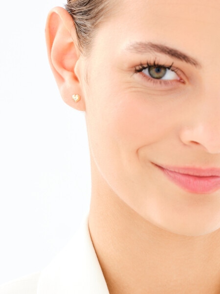 Złote kolczyki z cyrkoniami - serca