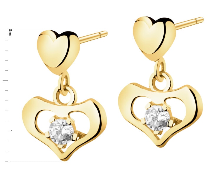Złote kolczyki z cyrkoniami - serca