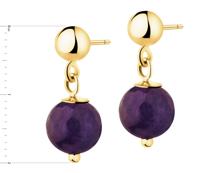 Złote kolczyki z ametystami  - kulki