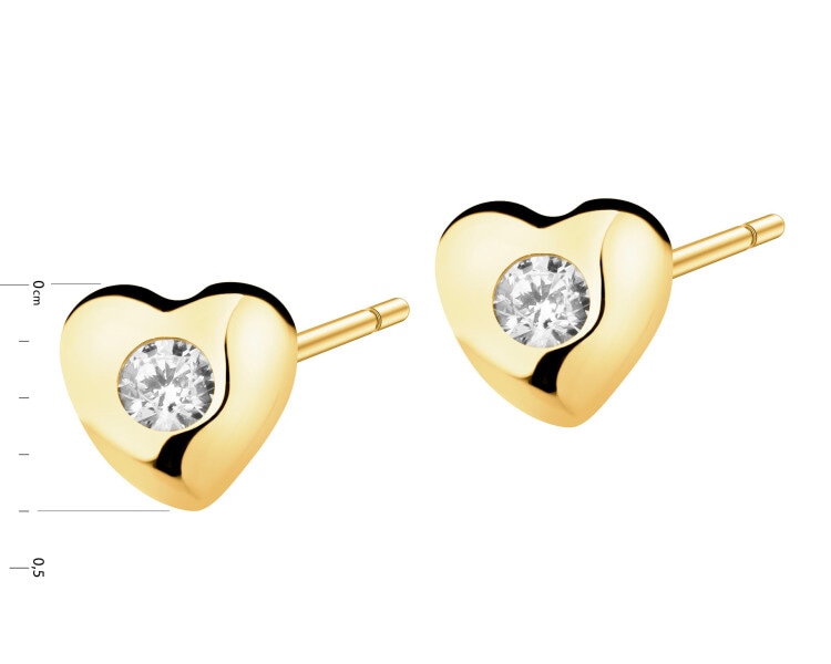 Złote kolczyki z cyrkoniami - serca