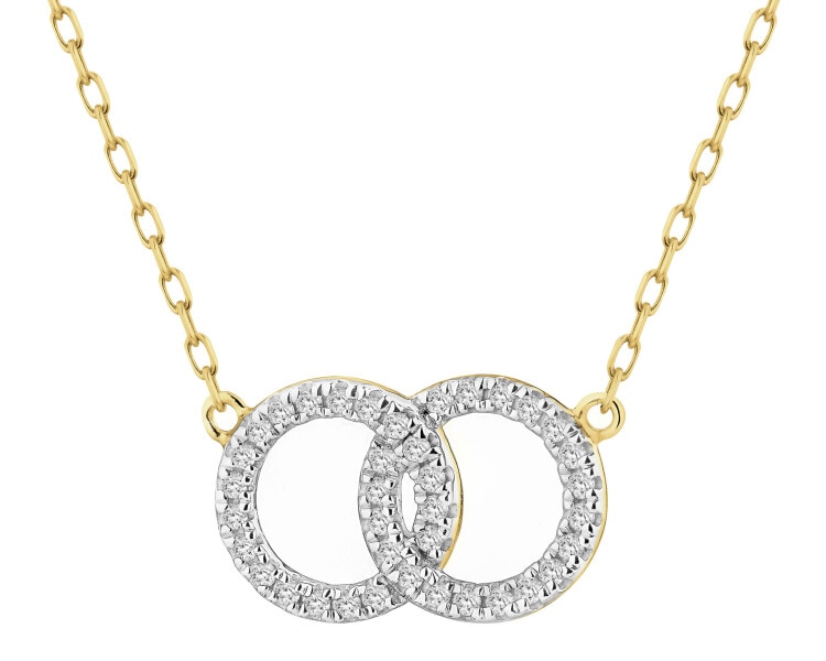 Zlatý náhrdelník s diamanty - kroužky - 0,09 ct - ryzost 585