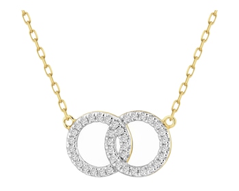 Zlatý náhrdelník s diamanty - kroužky - 0,09 ct - ryzost 585