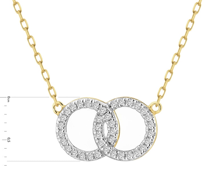 Naszyjnik z żółtego złota z diamentami - koła - 0,09 ct - próba 585