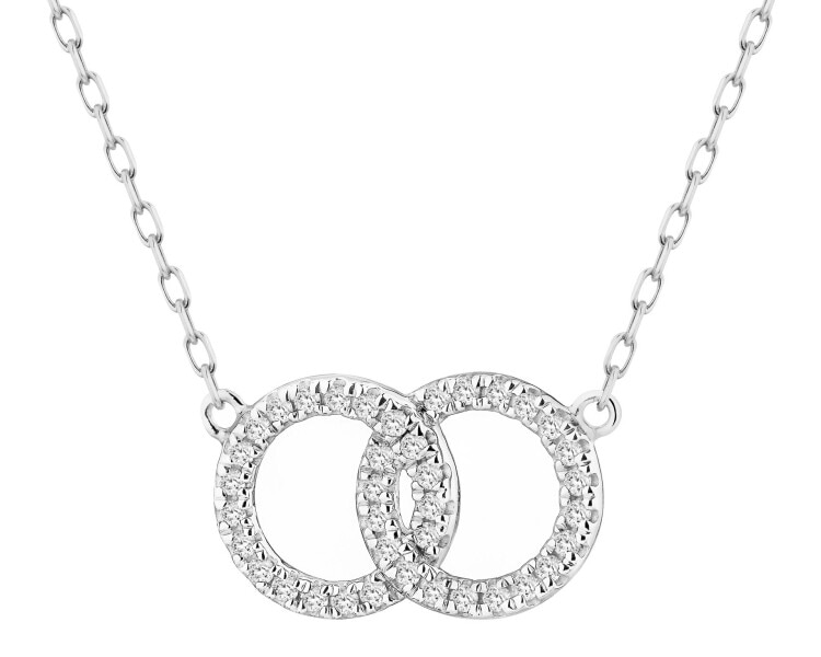 Náhrdelník z bílého zlata s diamanty - kroužky - 0,09 ct - ryzost 750