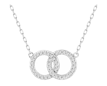 Náhrdelník z bílého zlata s diamanty - kroužky - 0,09 ct - ryzost 750