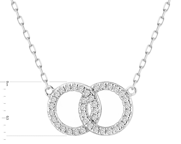 Naszyjnik z białego złota z diamentami - koła - 0,09 ct - próba 750