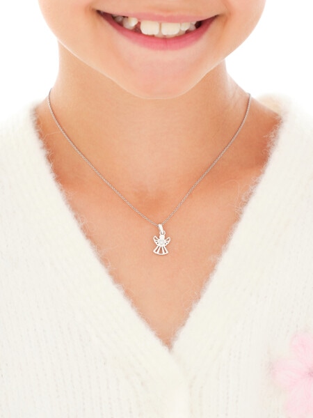 Zawieszka srebrna z cyrkoniami - aniołek