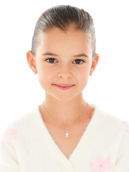 Zawieszka srebrna z cyrkoniami - aniołek