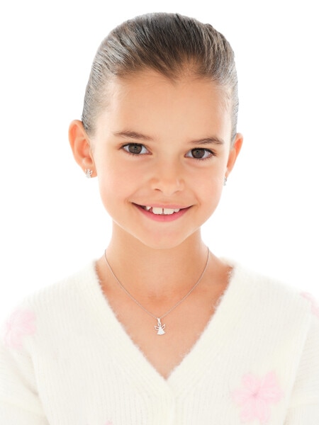 Zawieszka srebrna z cyrkoniami - aniołek