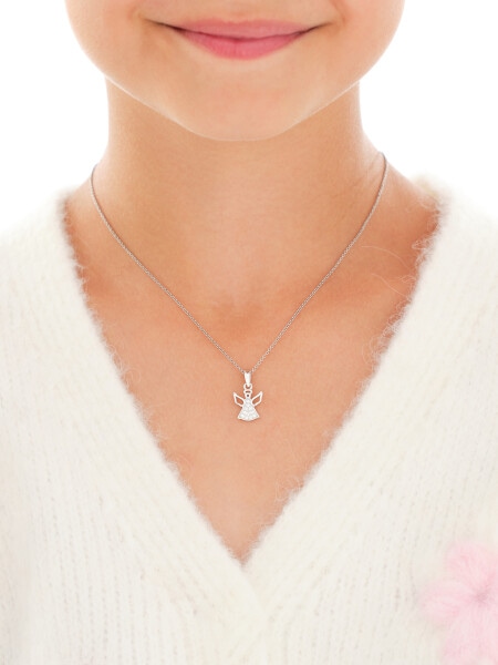 Zawieszka srebrna z cyrkoniami - aniołek