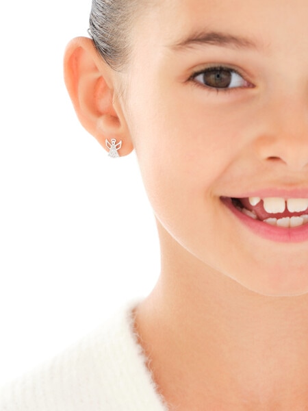 Kolczyki srebrne z cyrkoniami - aniołki