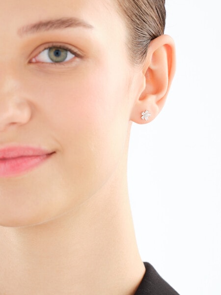 Stříbrné náušnice se zirkony - květy