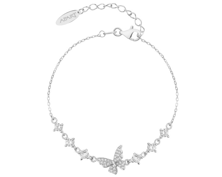 Bransoletka srebrna z cyrkoniami - motyl