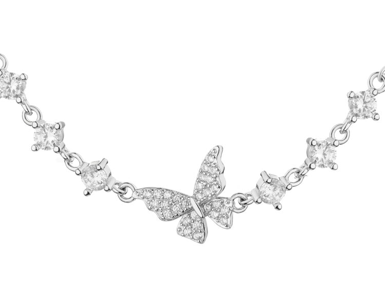 Bransoletka srebrna z cyrkoniami - motyl