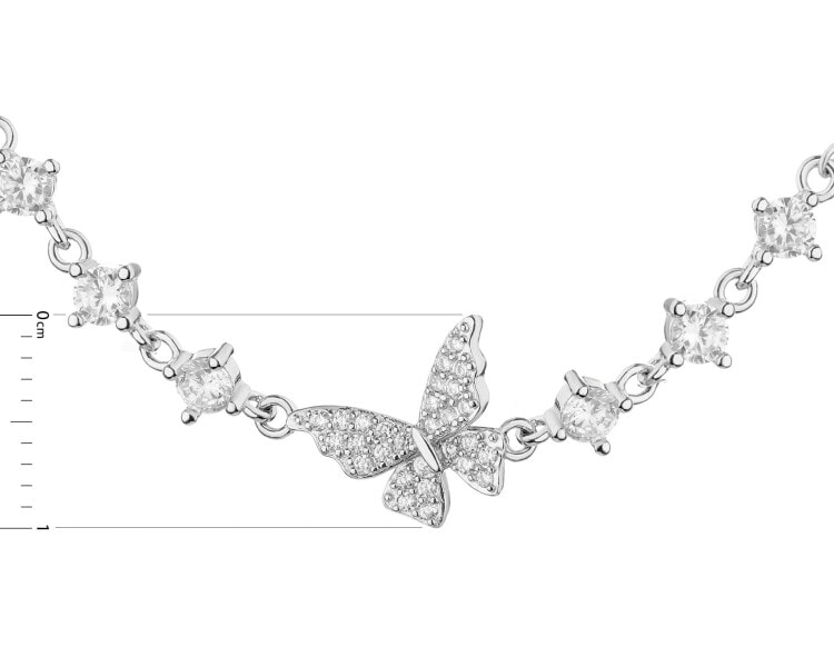 Bransoletka srebrna z cyrkoniami - motyl