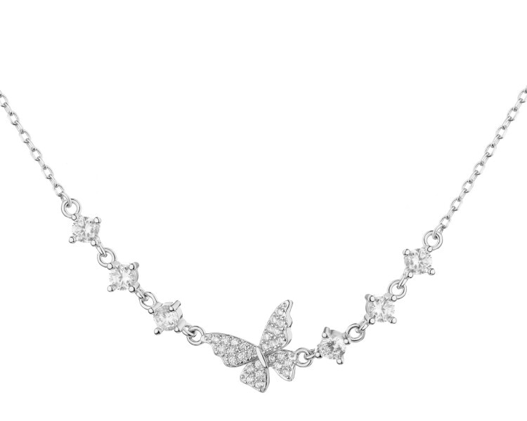 Naszyjnik srebrny z cyrkoniami - motyl