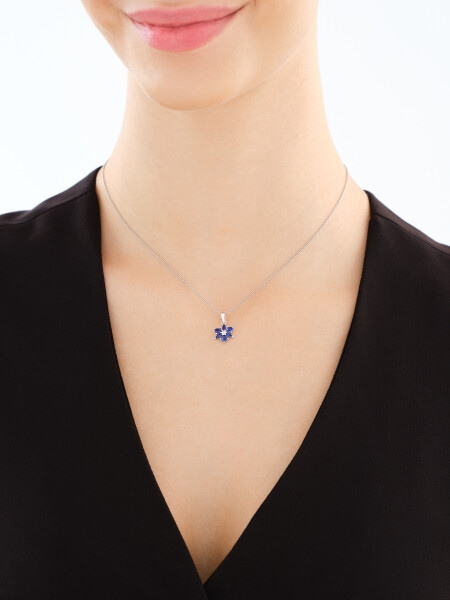 Srebrne kolczyki i zawieszka z cyrkoniami - komplet - kwiaty