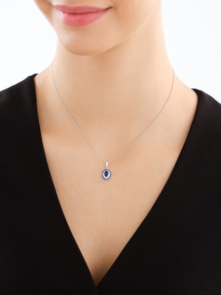 Srebrne kolczyki i zawieszka z cyrkoniami, łańcuszek - komplet