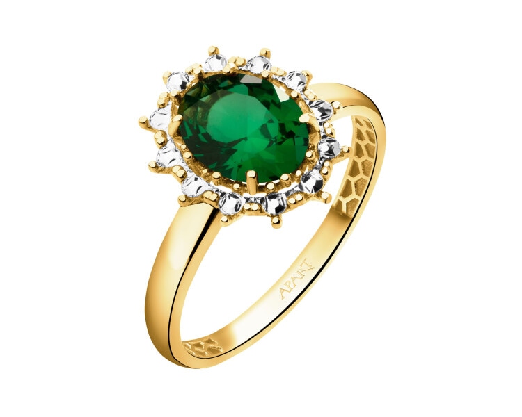 Złoty pierścionek z kamieniem nano