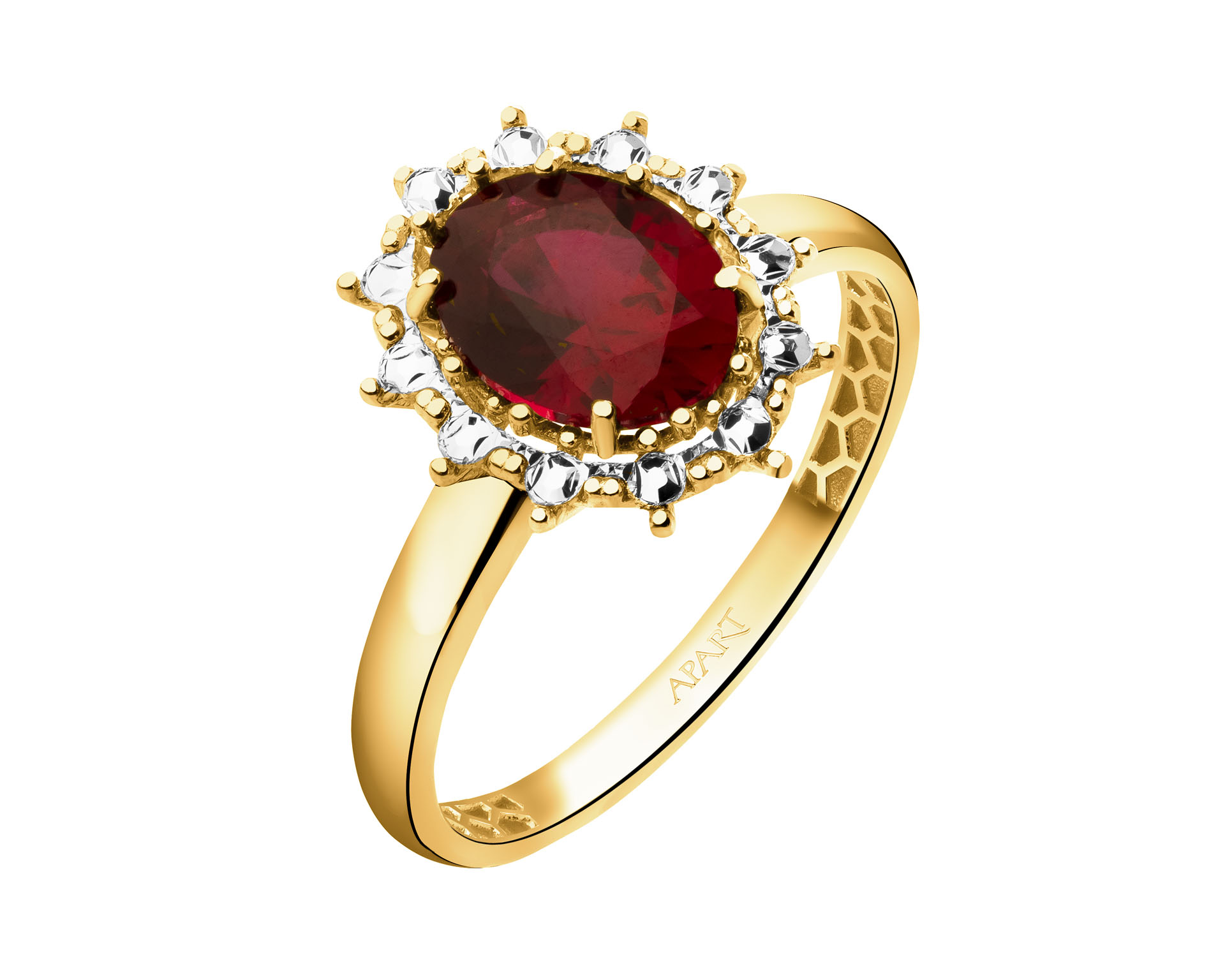 Złoty pierścionek z korundem syntetycznym - Nr wzoru AP542