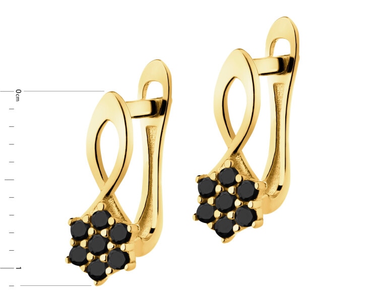 Złote kolczyki z cyrkoniami - kwiaty