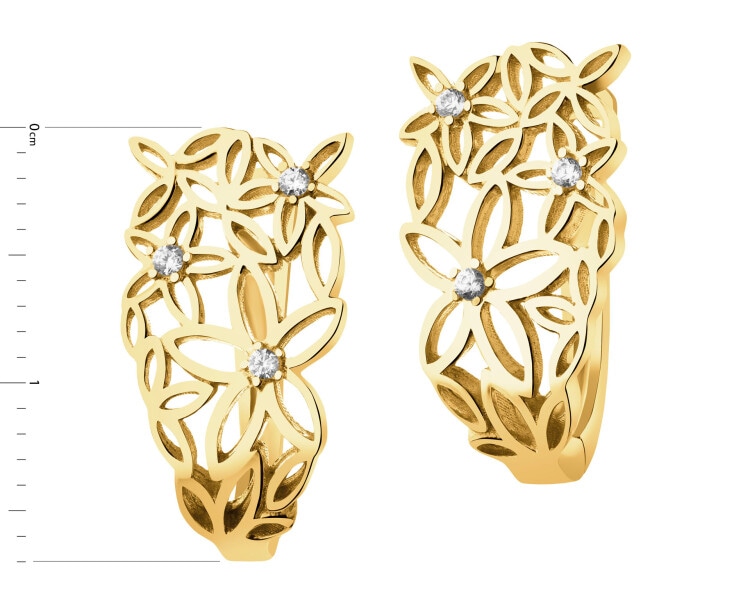 Zlaté náušnice se zirkony - květy