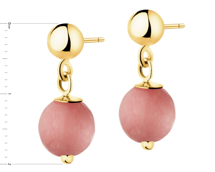 Złote kolczyki z kwarcami - kulki