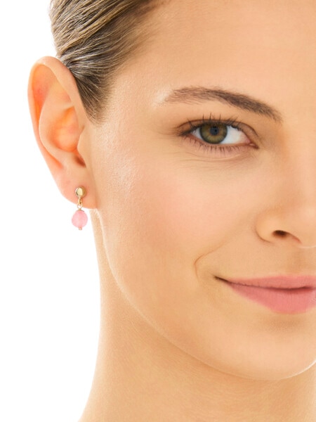 Złote kolczyki z kwarcami - kulki