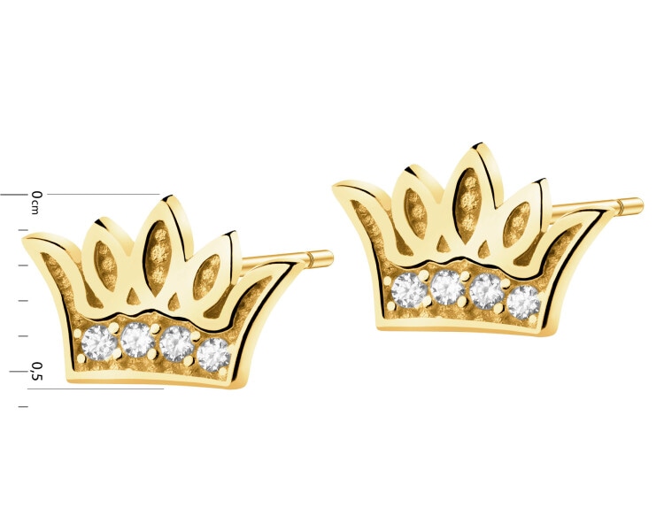 Zlaté náušnice se zirkony - koruny