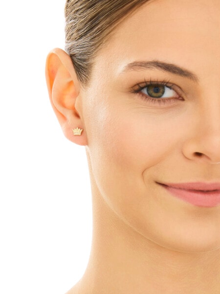 Złote kolczyki z cyrkoniami - korony
