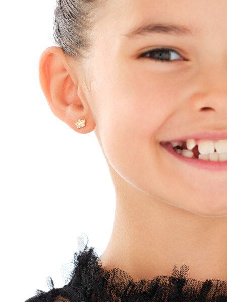 Złote kolczyki z cyrkoniami - korony