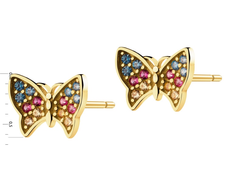 Zlaté náušnice se zirkony - motýli