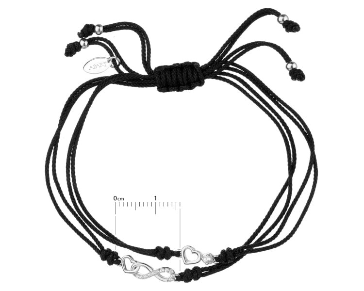 Bransoletka z elementami srebra i cyrkoniami - nieskończoność, serca